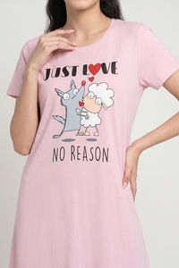 Zivame Farm Lore Knit Cotton Knee Length Nightdress - Winsome Orchid — thumbnail 5